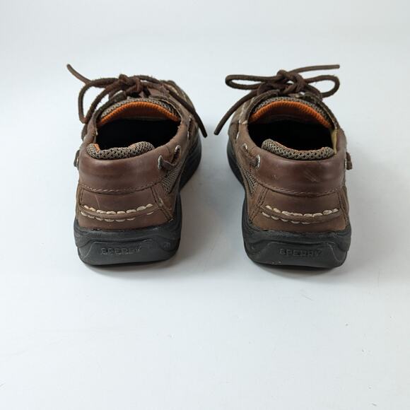 Sperry Boy 13.5 Boat Shoes Brown Leather Top Sider Cutter Lace Up Loafer Uniform - Picture 5 of 15